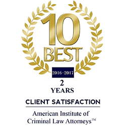 American Institute Of Criminal Law Attorneys 10 Best Client Satisfaction 2016-2017